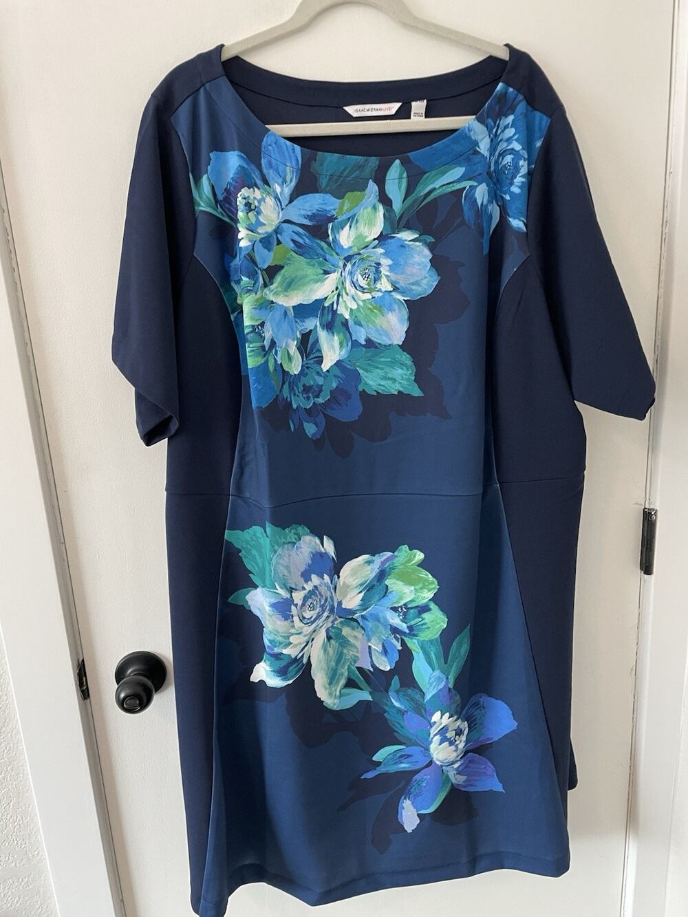 Isaac Mizrahi Live! Petite Placement Print Deep Blue 4XP a634430 E4